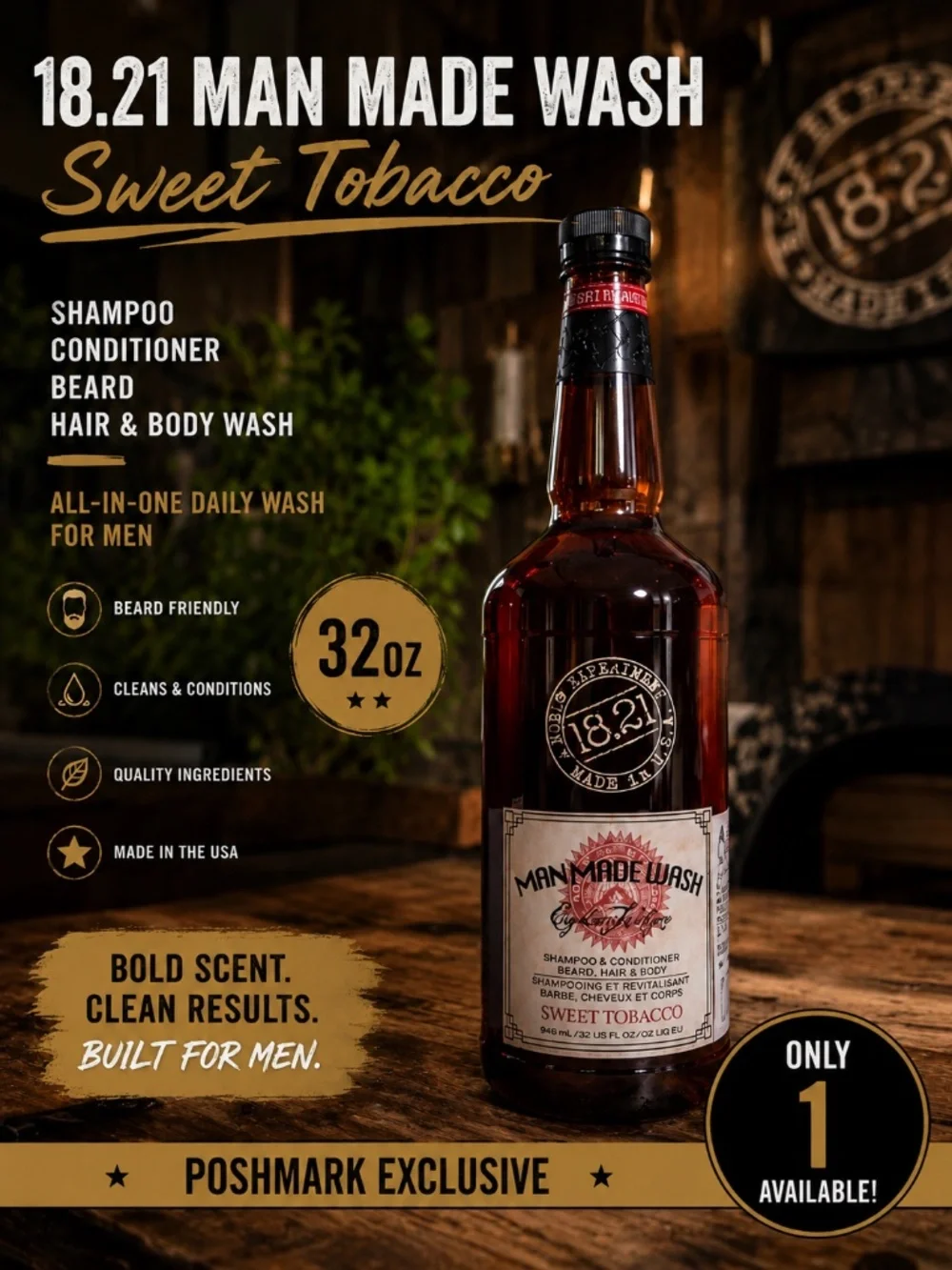 18.21 Man Made Wash Sweet Tobacco 32oz